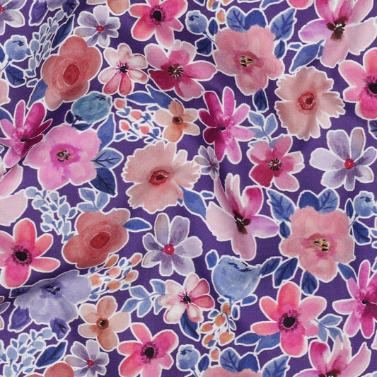 Popeline coton Digital Flowers