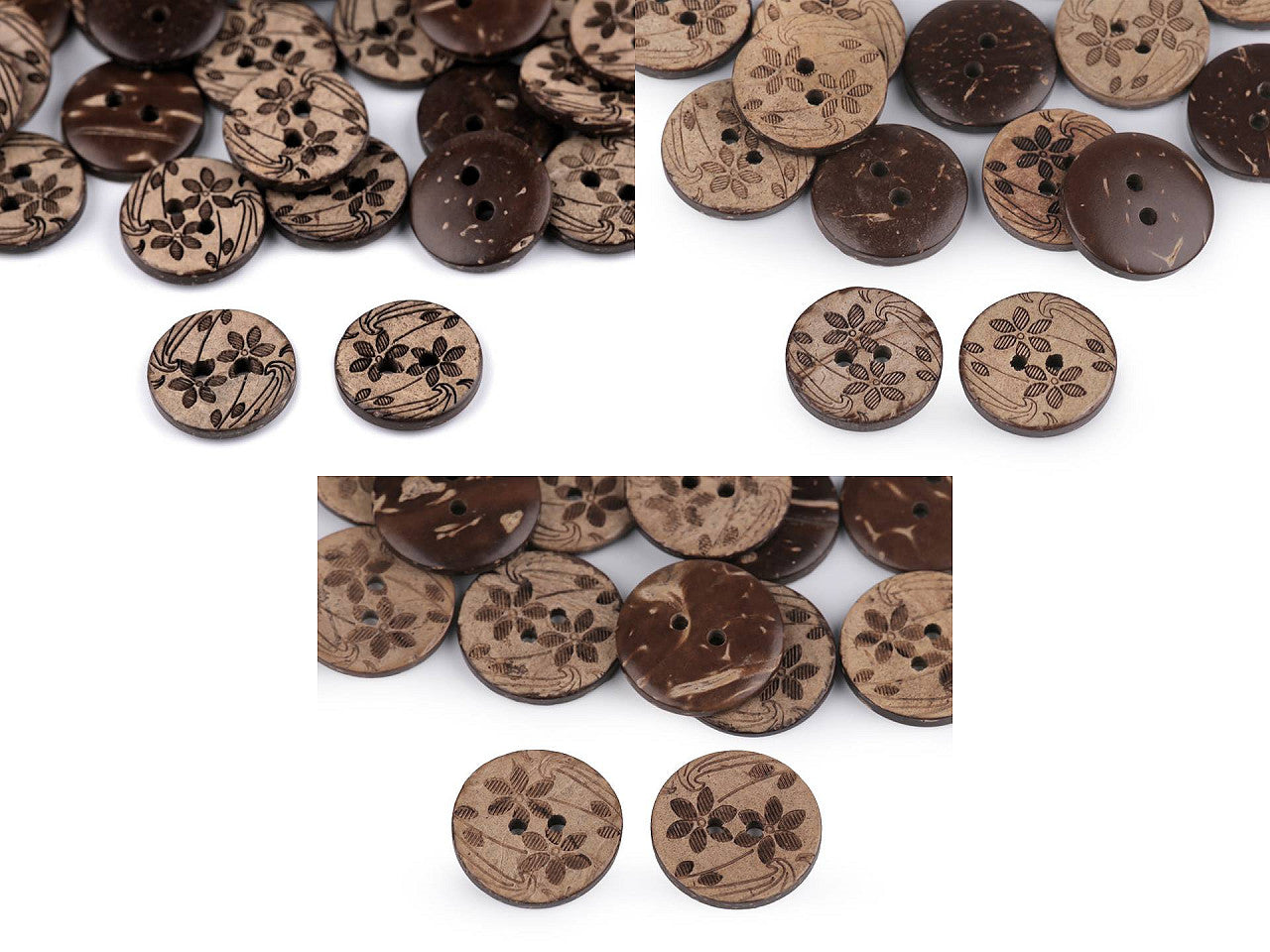 Bouton en noix de coco, taille 24', Fleur