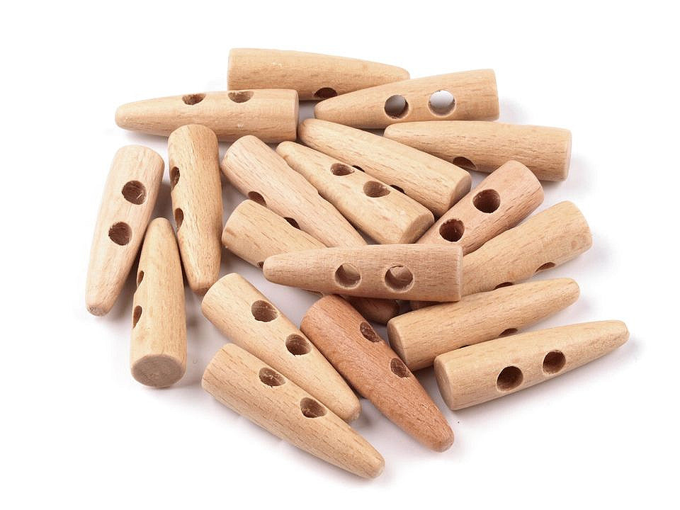 Bouton bûchette en corne de bois, 10 x 40 mm