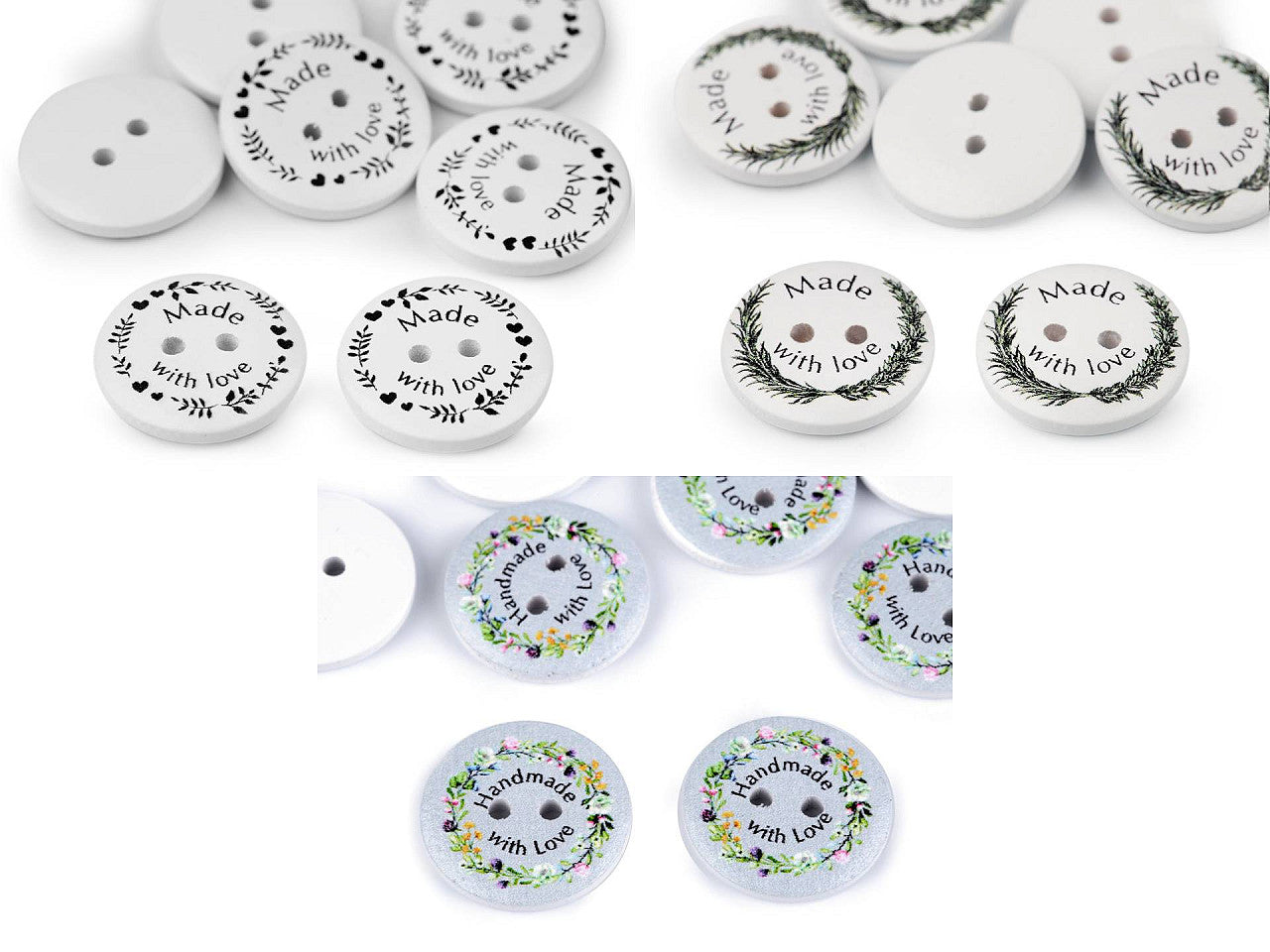 Bouton décoratif en bois « Made with love »