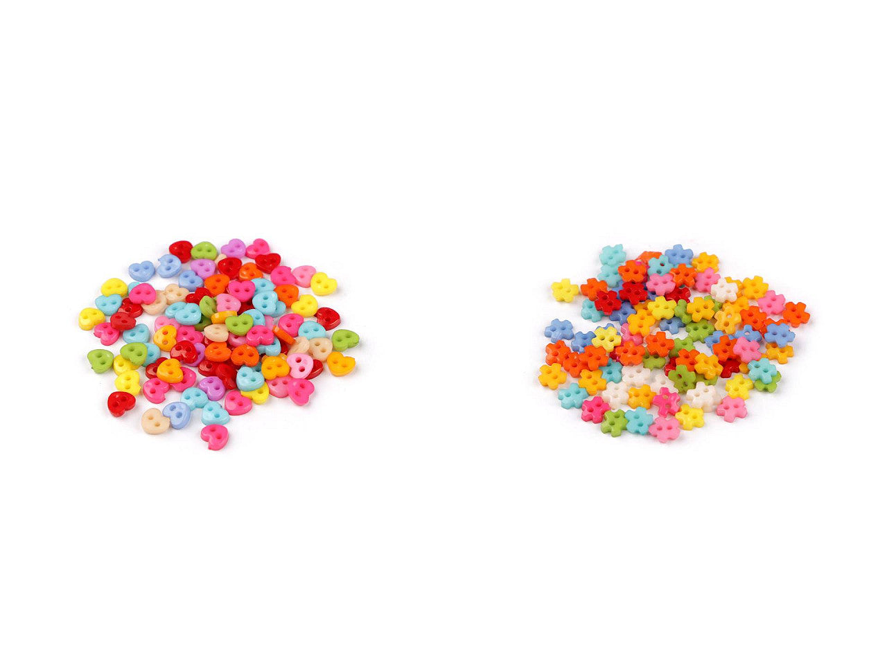 Mini bouton pour poupées et figurines, Ø 6 mm / Cœur, Étoile, Fleur