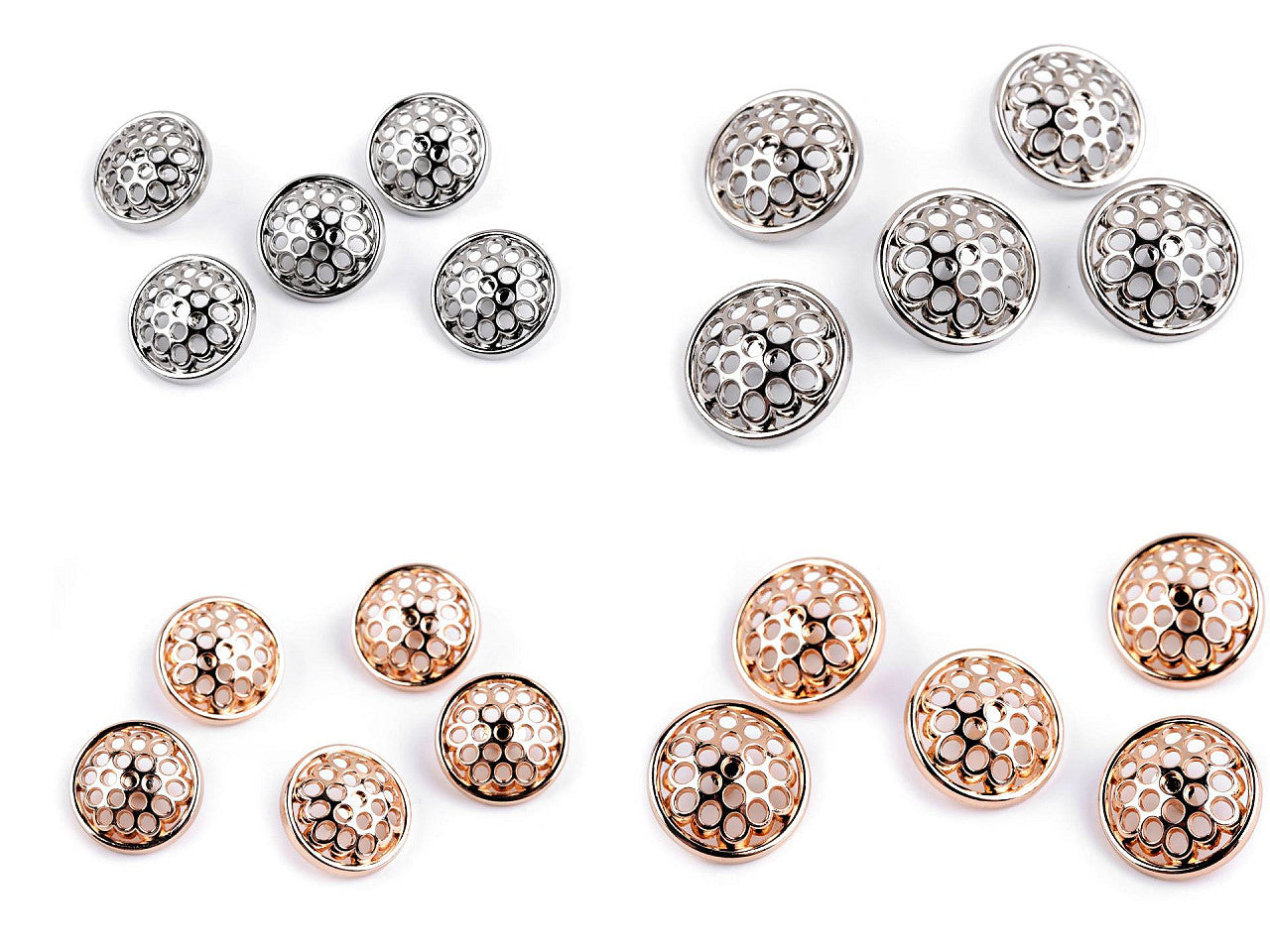 Bouton métallique perforé, taille 28'; 36'