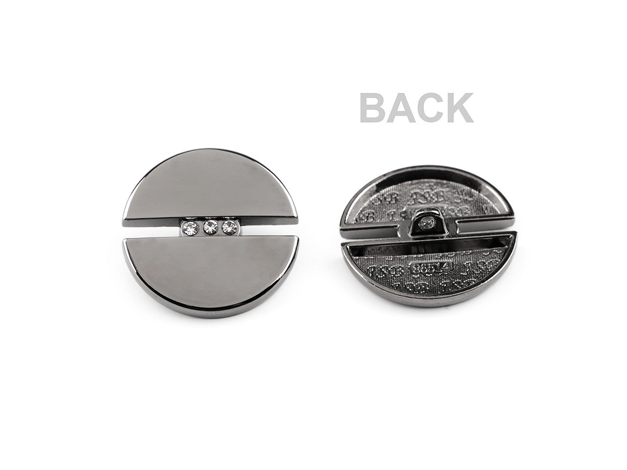 Bouton métallique avec strass, taille 28' ; 38'