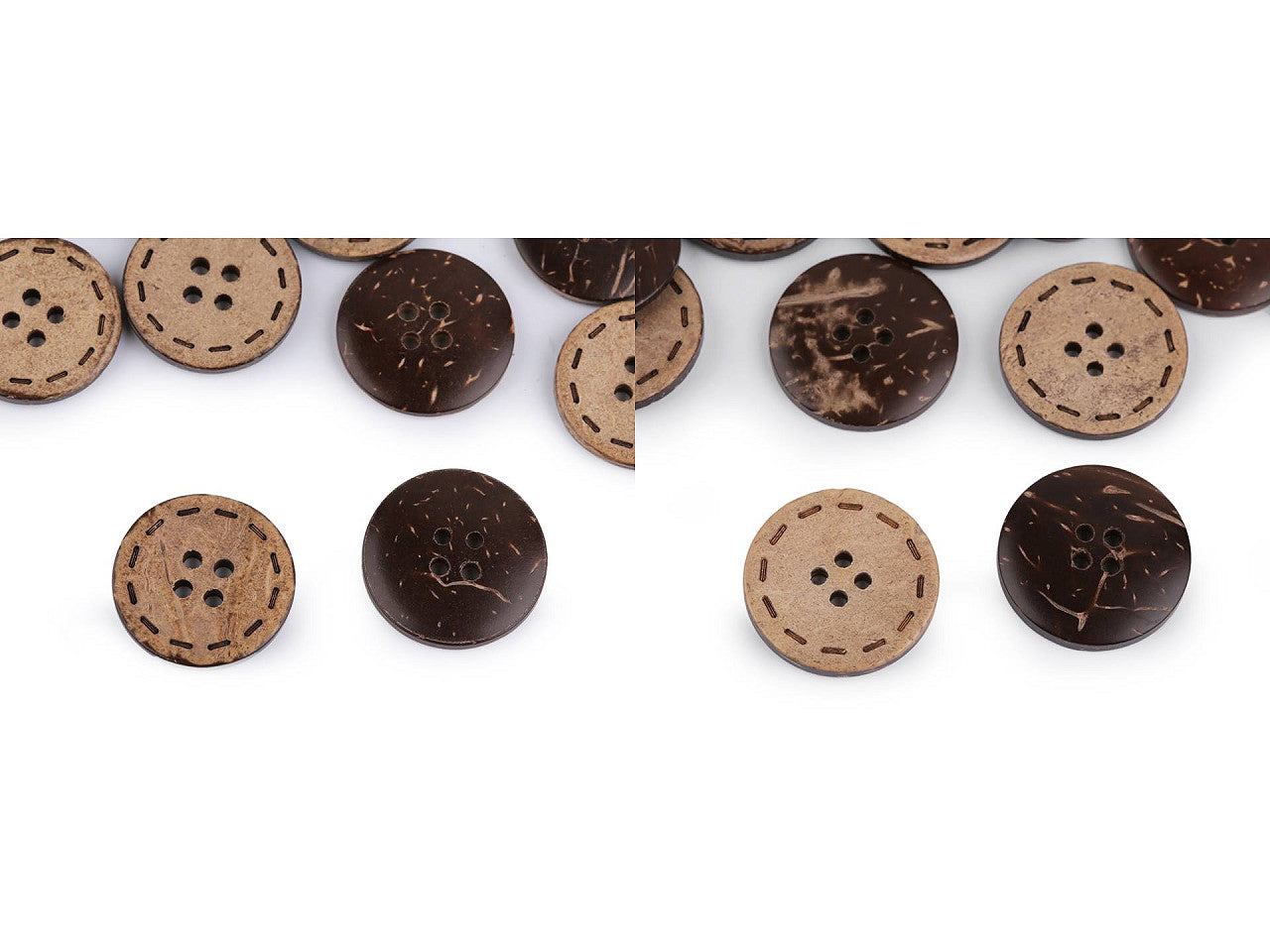 Bouton double face en noix de coco, taille 24', 28', 36', 40', 48'