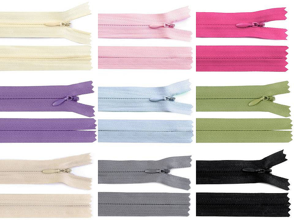 Fermeture à glissière invisible No 3, longueur 18 cm