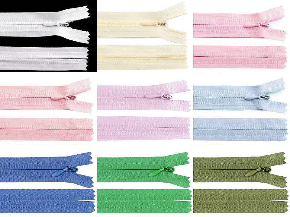 Fermeture à glissière invisible No 3, longueur 45 cm