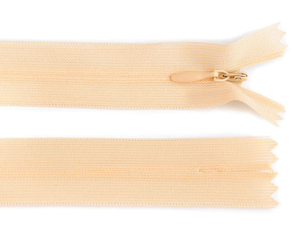 Fermeture à glissière invisible en nylon No 3, longueur 60 cm, Dederon