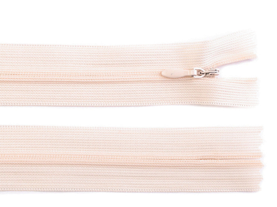 Fermeture à glissière invisible en nylon No 3, longueur 60 cm, Dederon