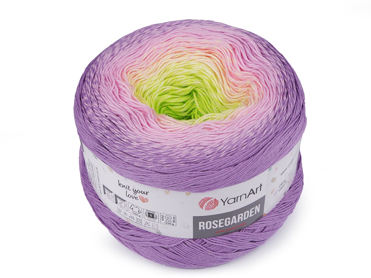 Fil à tricoter en coton Rosegarden, 250 g