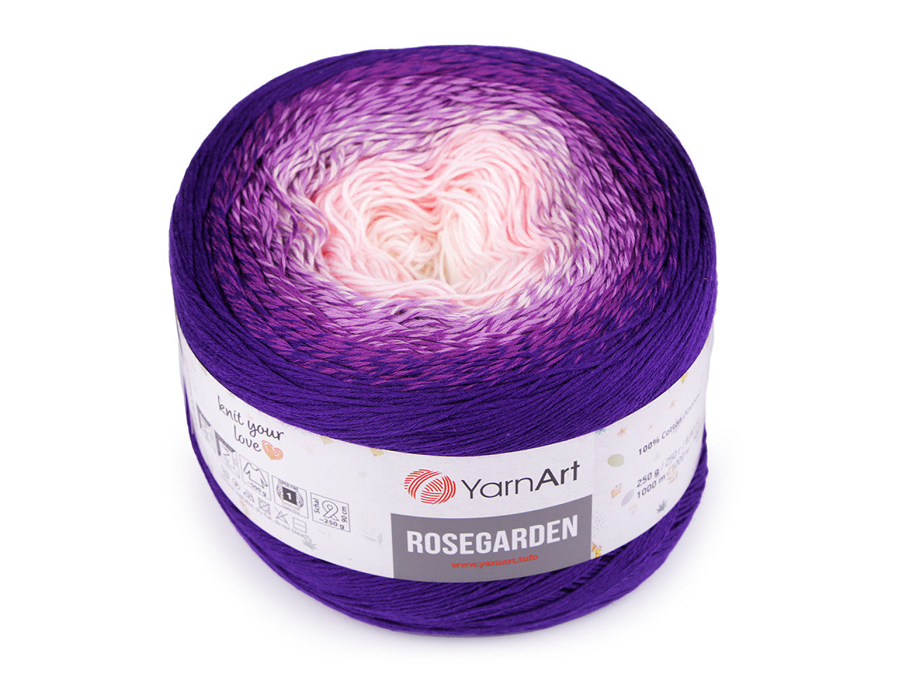 Fil à tricoter en coton Rosegarden, 250 g