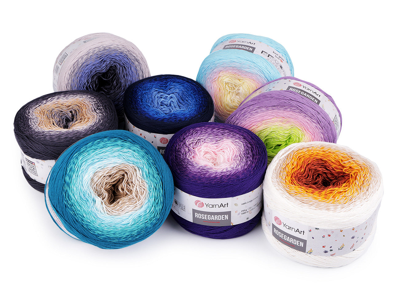 Fil à tricoter en coton Rosegarden, 250 g