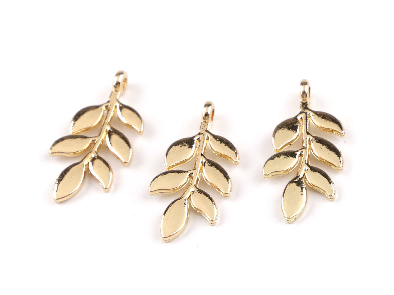 Breloque métallique/Tirette de fermeture Éclair - Feuille, 12 x 24 mm - 3pc