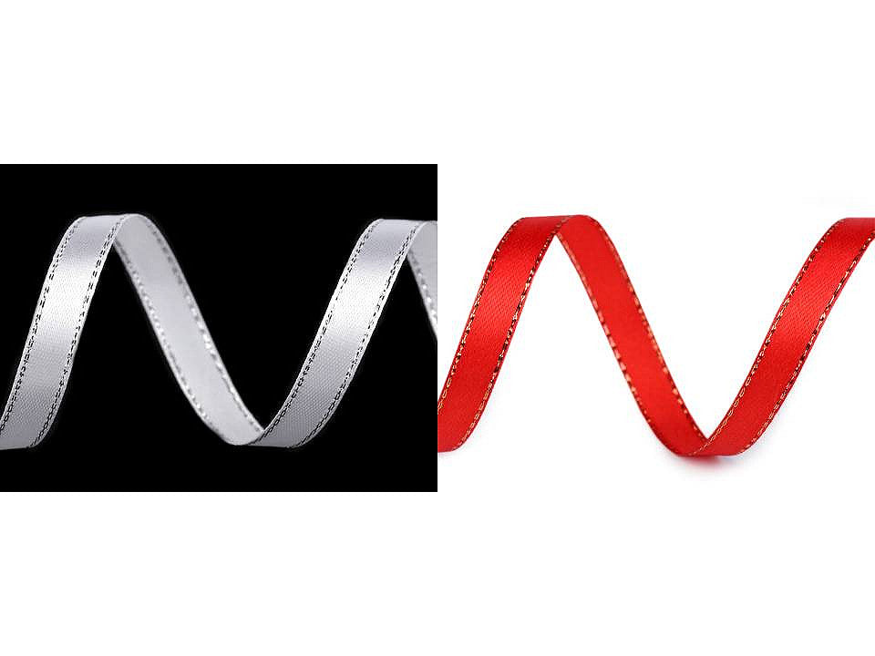 Ruban satiné de Noël avec lurex, largeur 10 mm