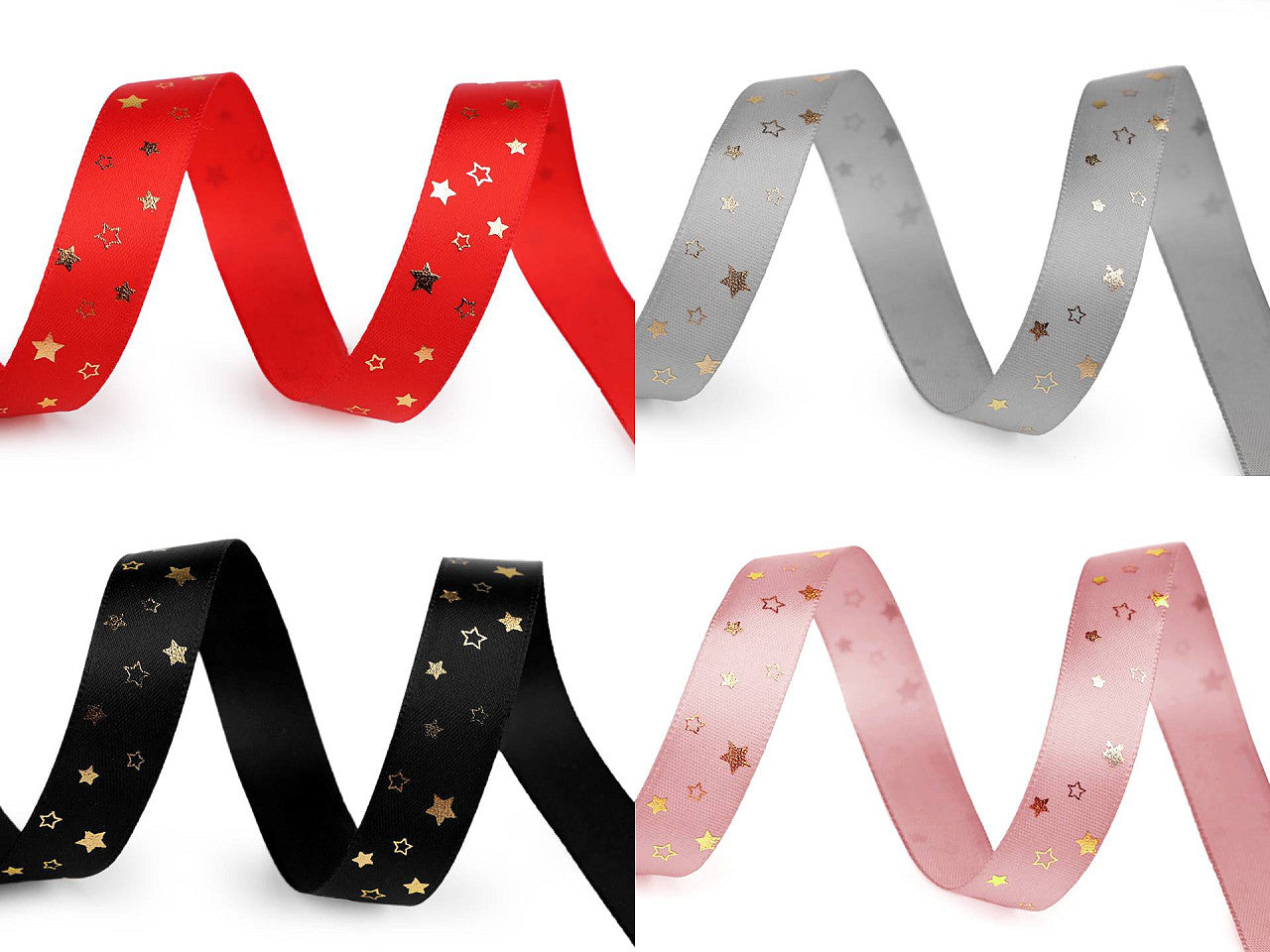 Ruban satiné de Noël, largeur 15 mm, Étoile