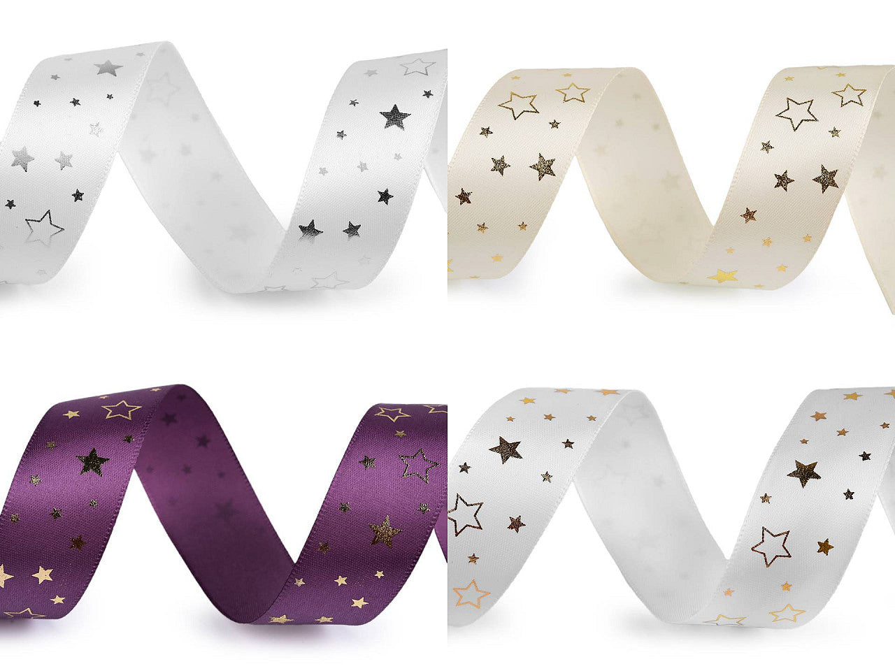 Ruban satiné de Noël, largeur 25 mm, Étoile