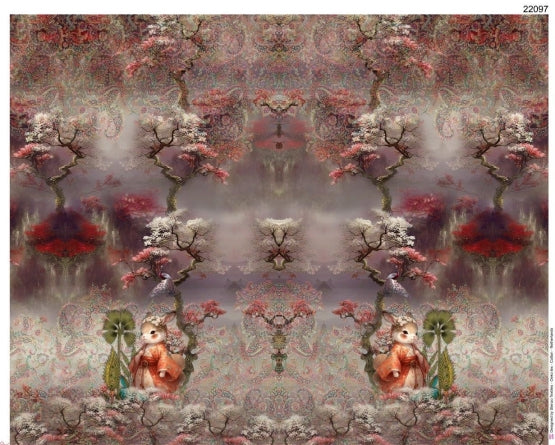 Panneau jersey Lapins cerisiers en fleurs