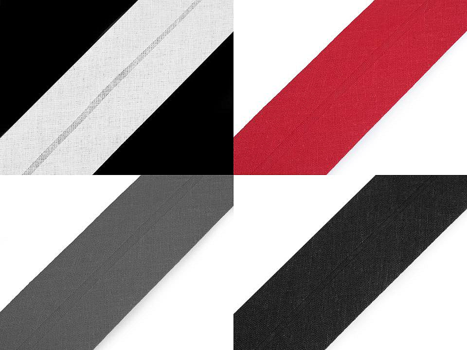 Ruban de biais en coton, largeur pliée 40 mm