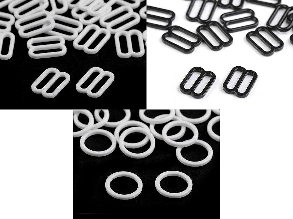 Anneau ajusteur et glissière en plastique pour bretelles de soutien-gorge, largeur 12 mm