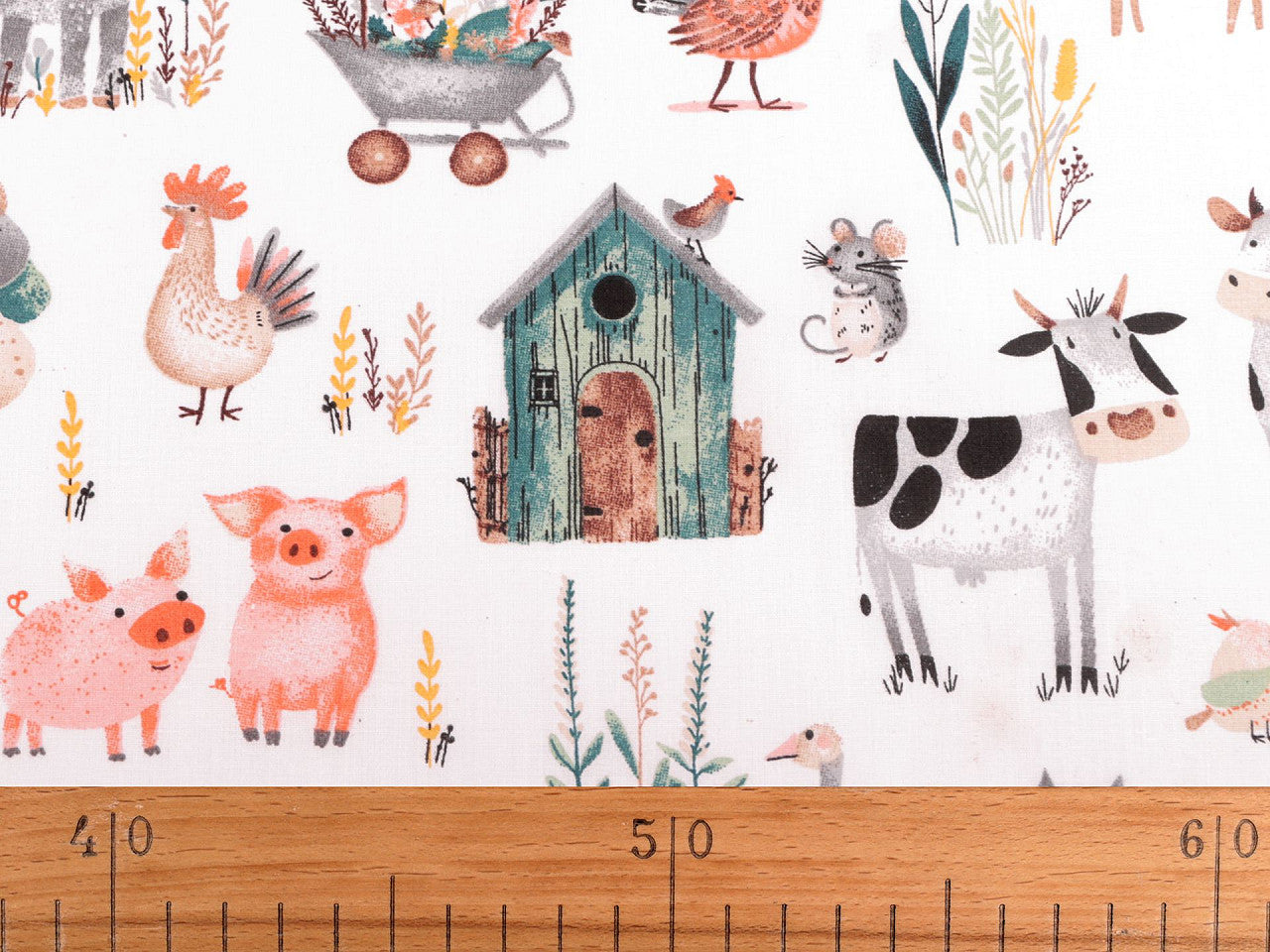 Cretonne en coton oekotex Animaux de la ferme