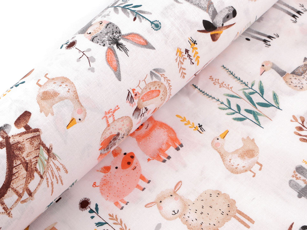 Cretonne en coton oekotex Animaux de la ferme