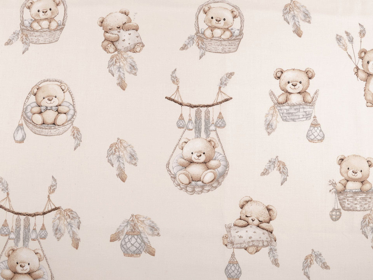 Popeline coton oekotex Ours en peluche