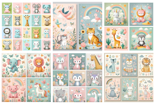 Panneau 6 motifs 37x37cm MOTIFS ENFANTS 61331