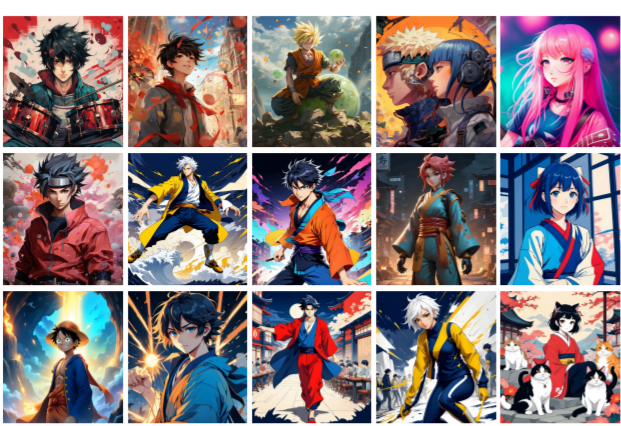 Panneau 15 motifs 21x21 cm MANGAS 61090