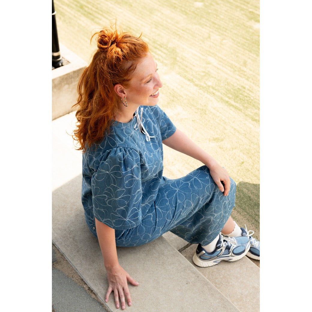 Denim Jacquard Flowers