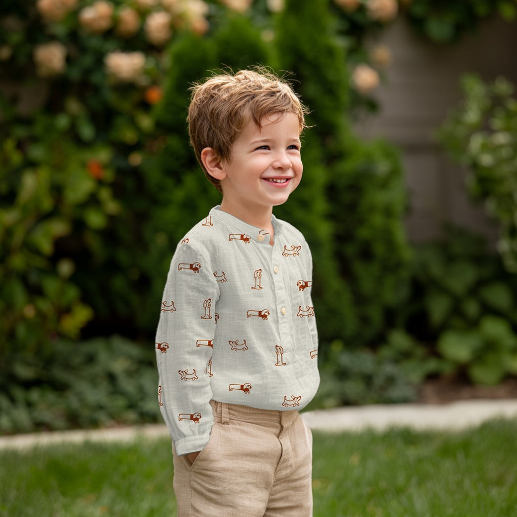 Double gaze brodée POPPY (motifs chiens) OEKOTEX