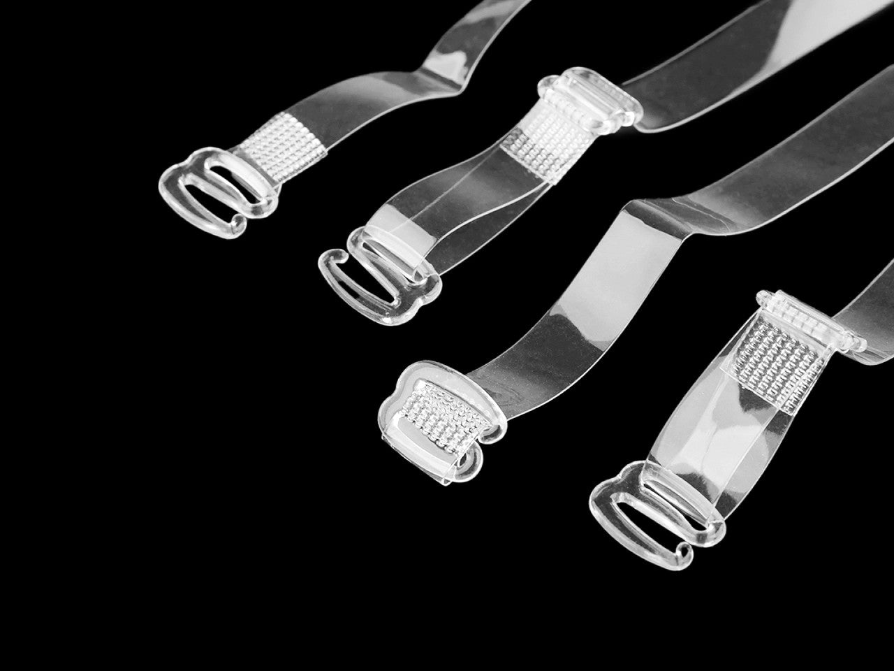 Bretelles de soutien-gorge transparentes, largeur 10 mm, fermeture en plastique