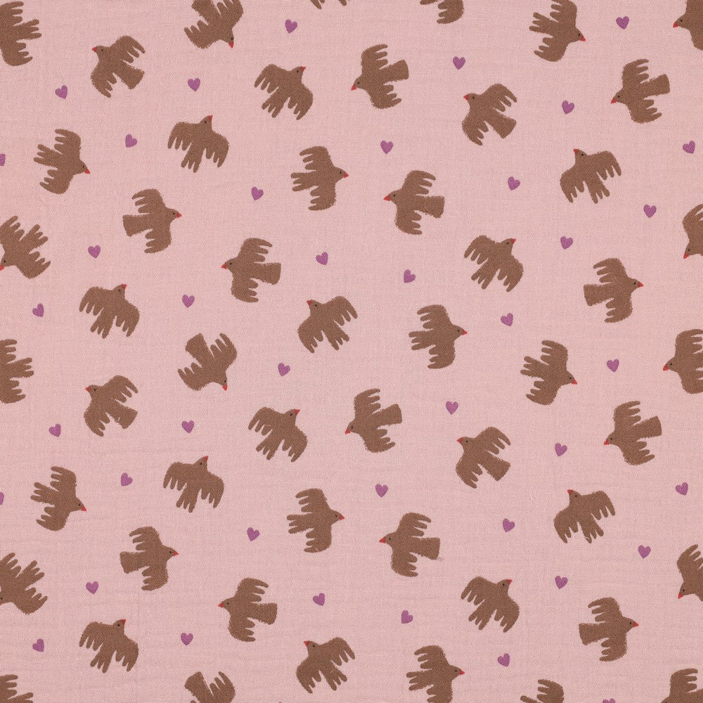 Double gaze GOTS Birds POPPY