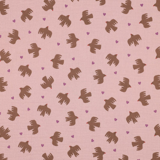 Double gaze GOTS Birds POPPY
