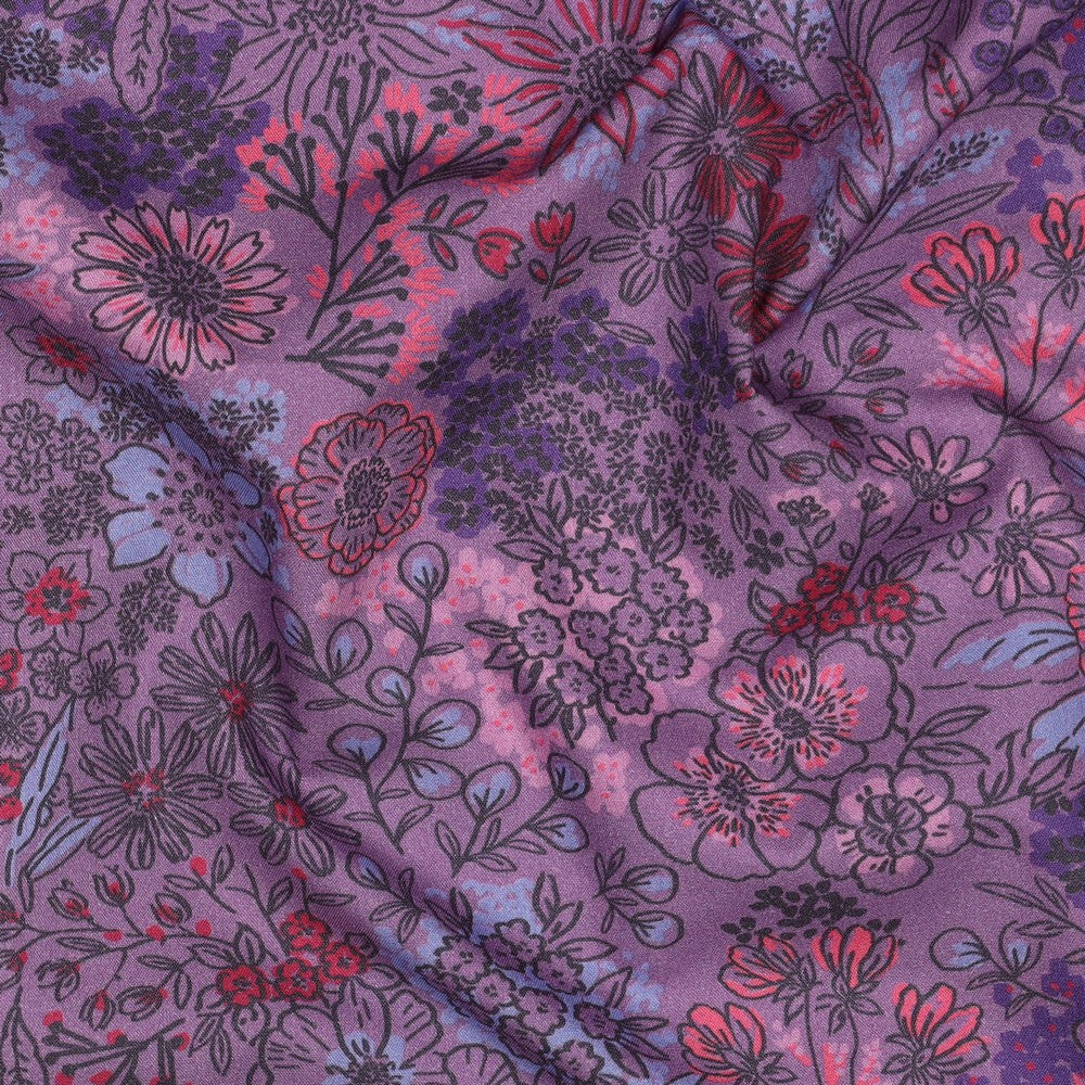 Popeline coton digital flowers POPPY