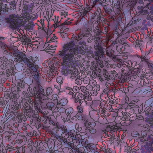 Popeline coton digital flowers POPPY