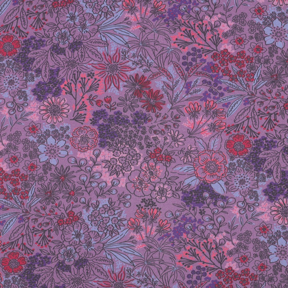 Popeline coton digital flowers POPPY