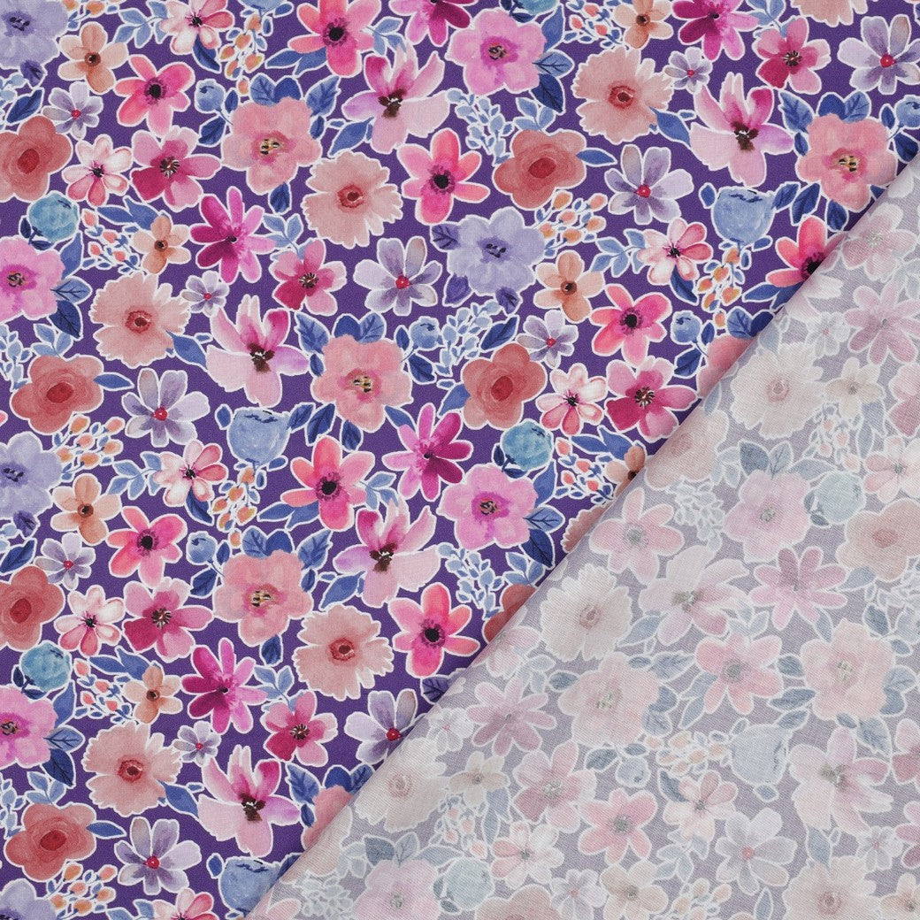 Popeline coton Digital Flowers