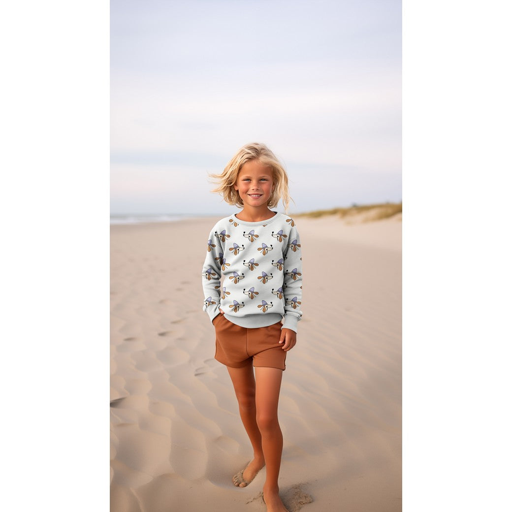 French terry DOGS and HEARTS POPPY