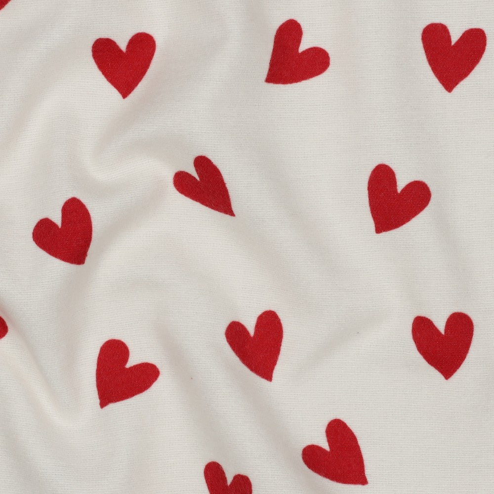 Flanelle de coton Coeurs rouges