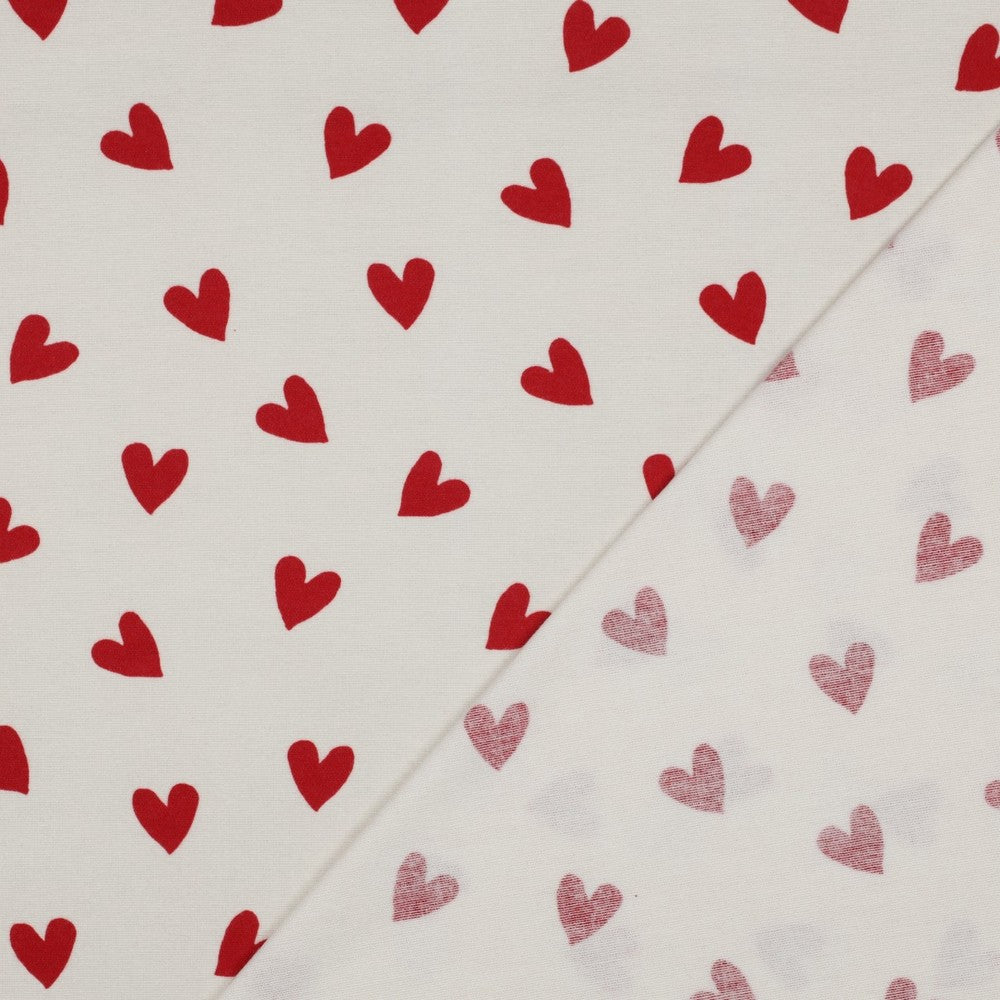 Flanelle de coton Coeurs rouges