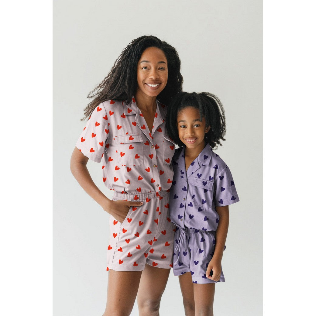 Flanelle de coton Coeurs rouges