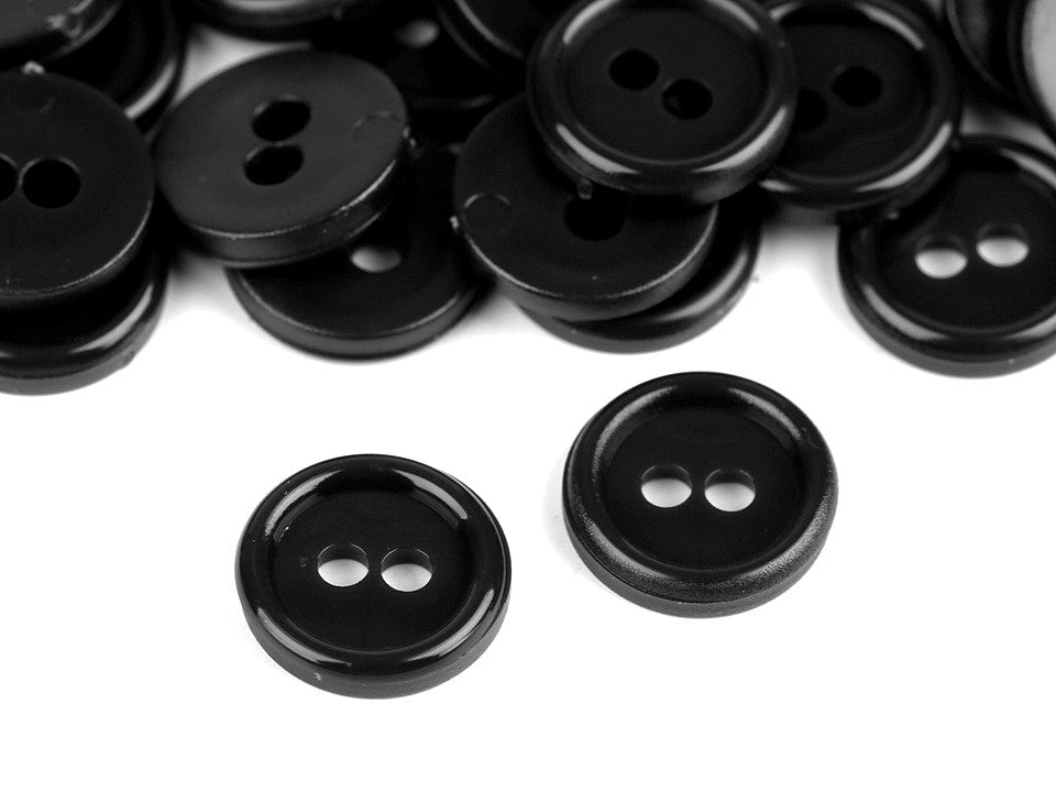 Boutons de chemise en plastique, 2 trous, taille 18'