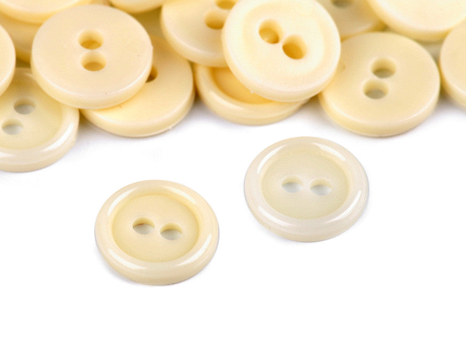 Boutons de chemise en plastique, 2 trous, taille 18'