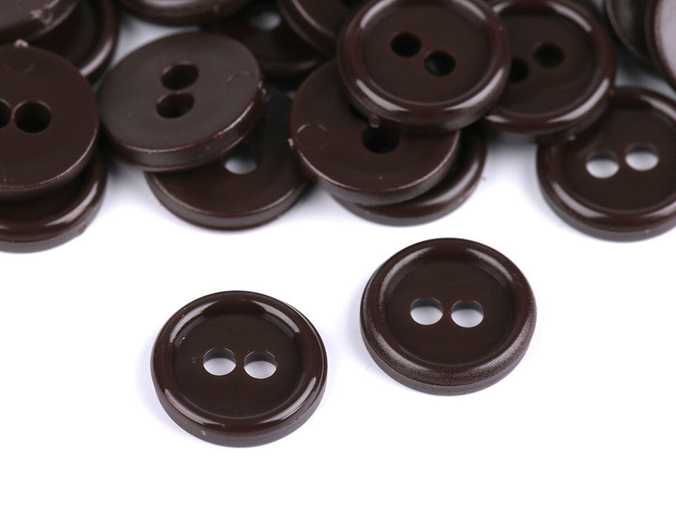 Boutons de chemise en plastique, 2 trous, taille 18'