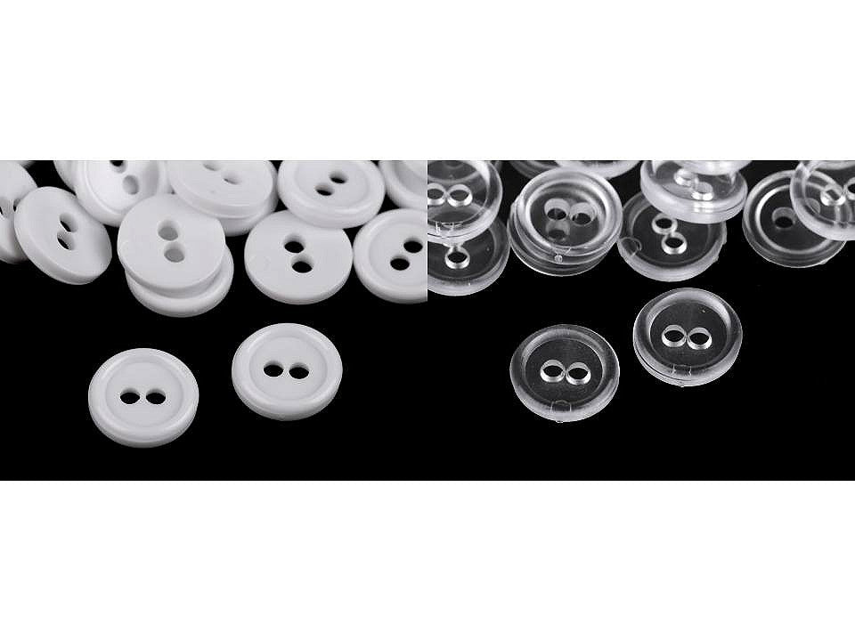 Boutons de chemise en plastique, 2 trous, taille 18'