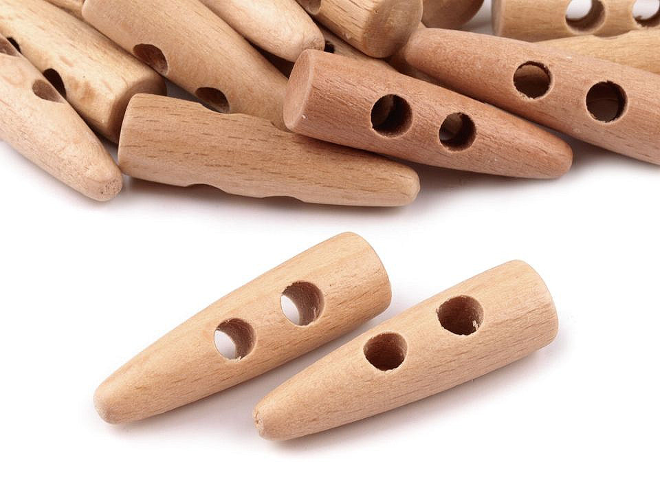 Bouton bûchette en corne de bois, 10 x 40 mm