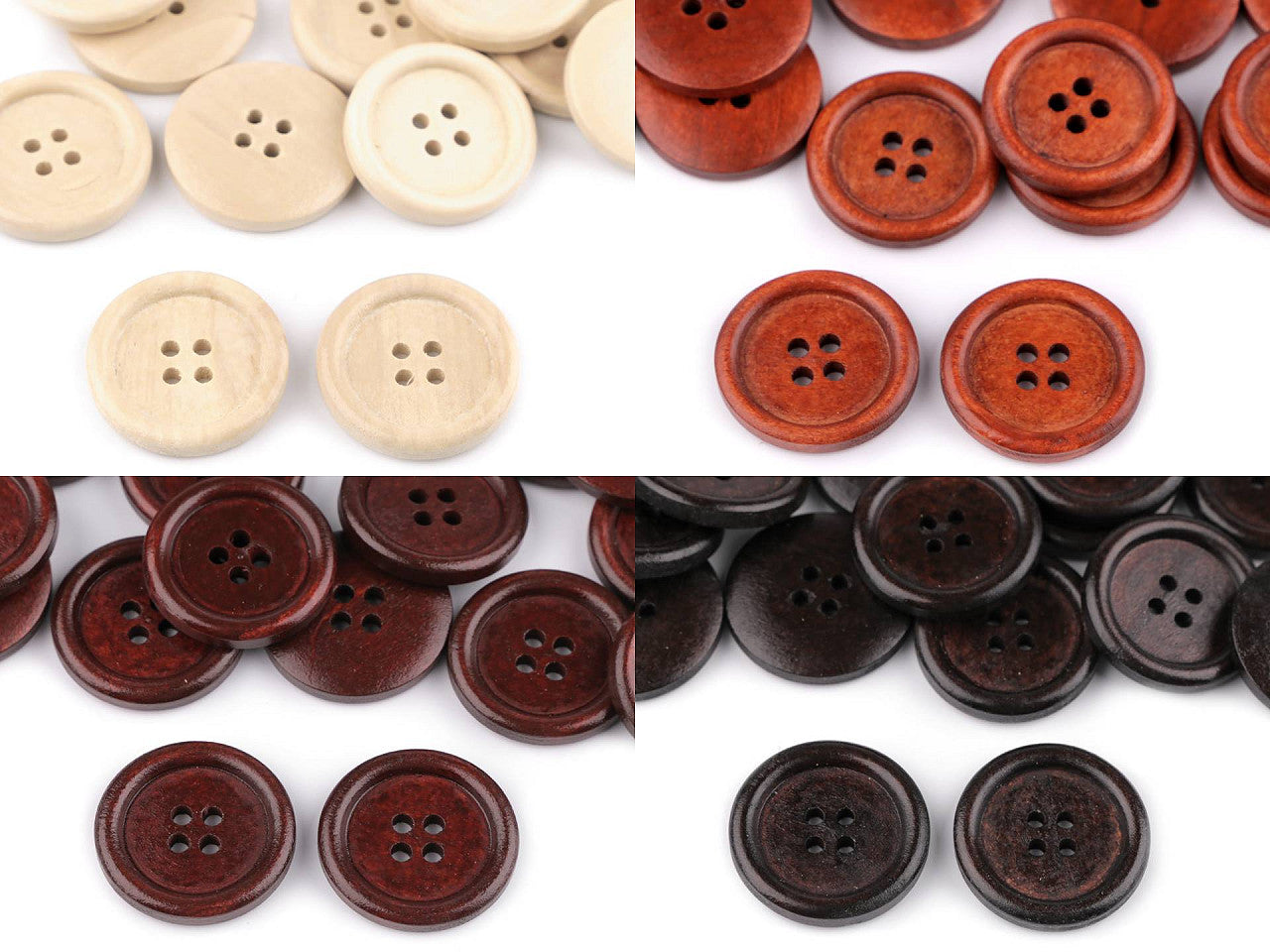 Bouton en bois, taille 40', 4 trous