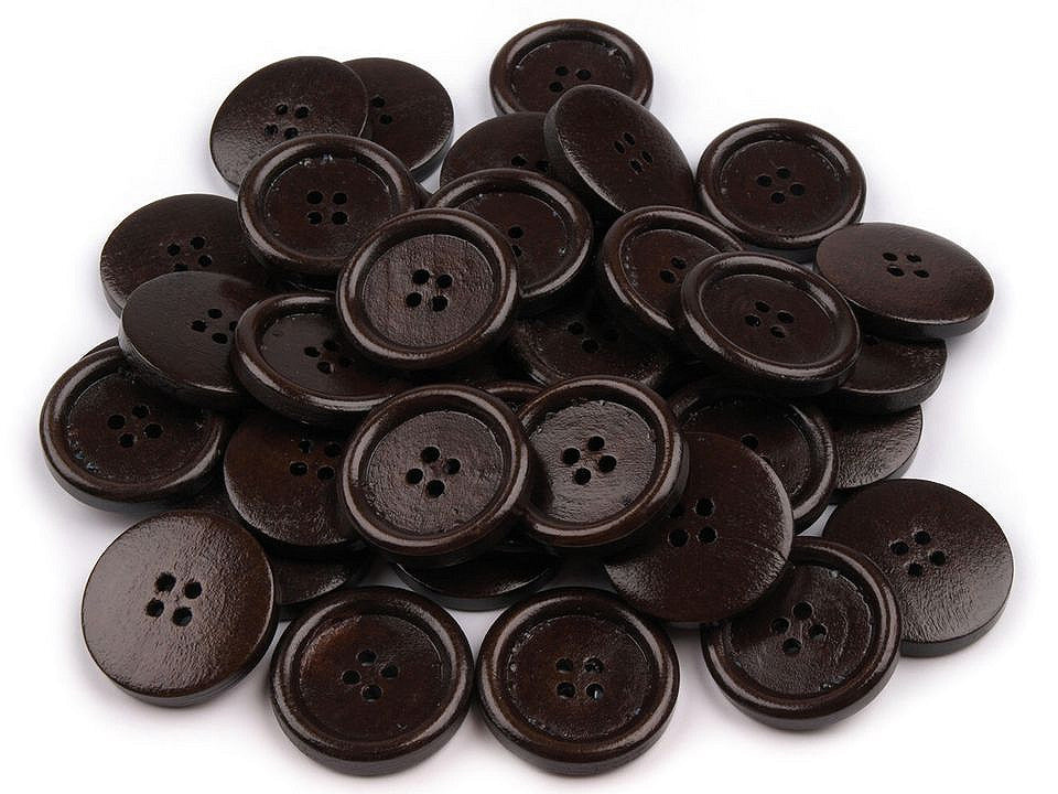 Bouton en bois, taille 40', 4 trous