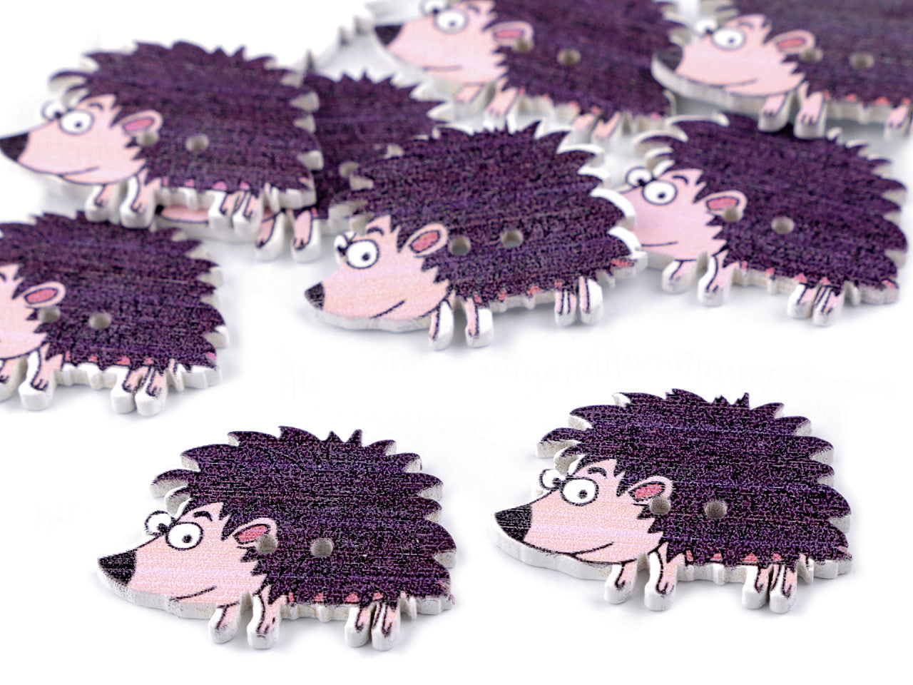 Boutons décoratifs Animaux en bois - chien, hérisson, tigre