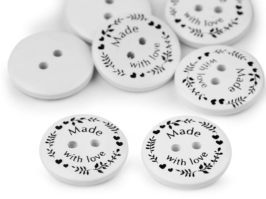 Bouton décoratif en bois « Made with love »