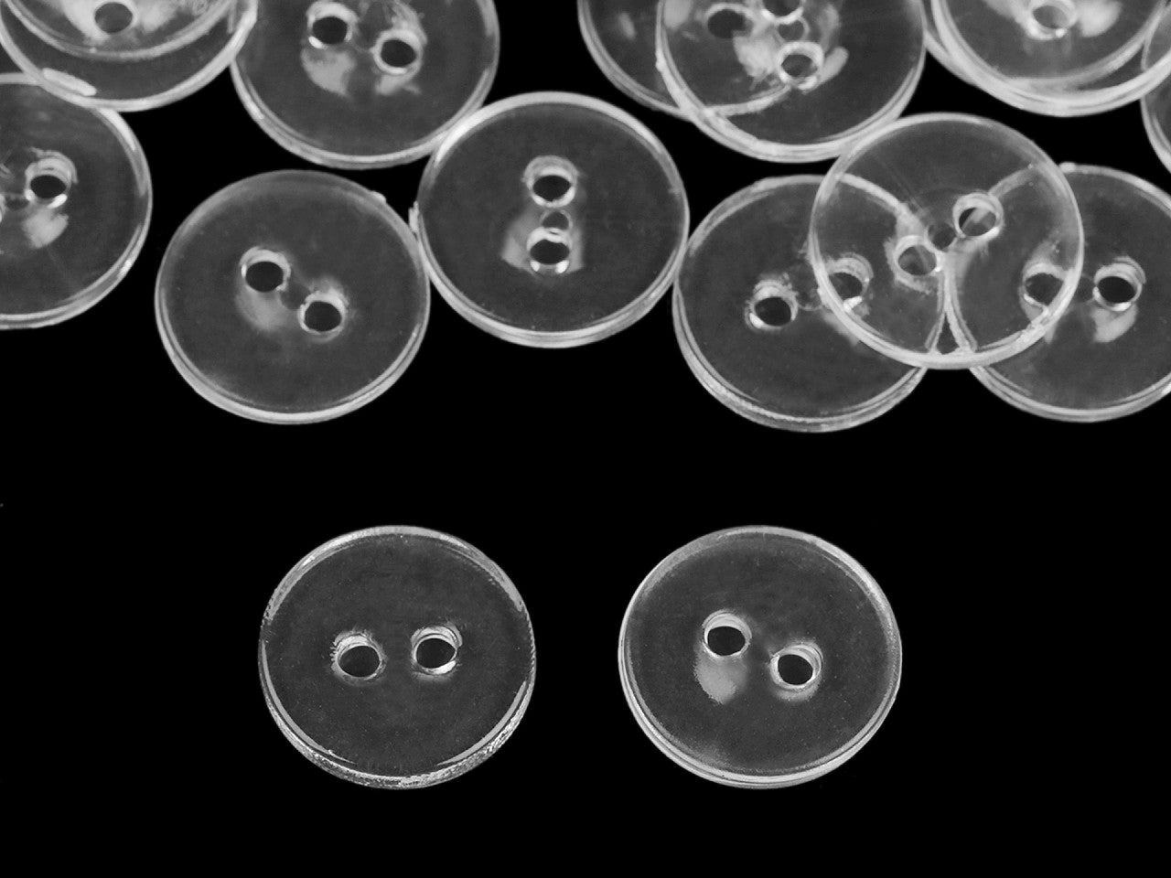 Boutons transparents, tailles 24', lavables jusqu’à 95 ° C